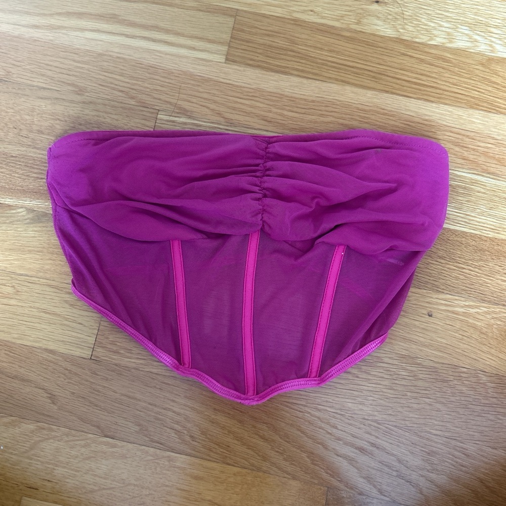 SHEIN Fuchsia Mesh Crop Top